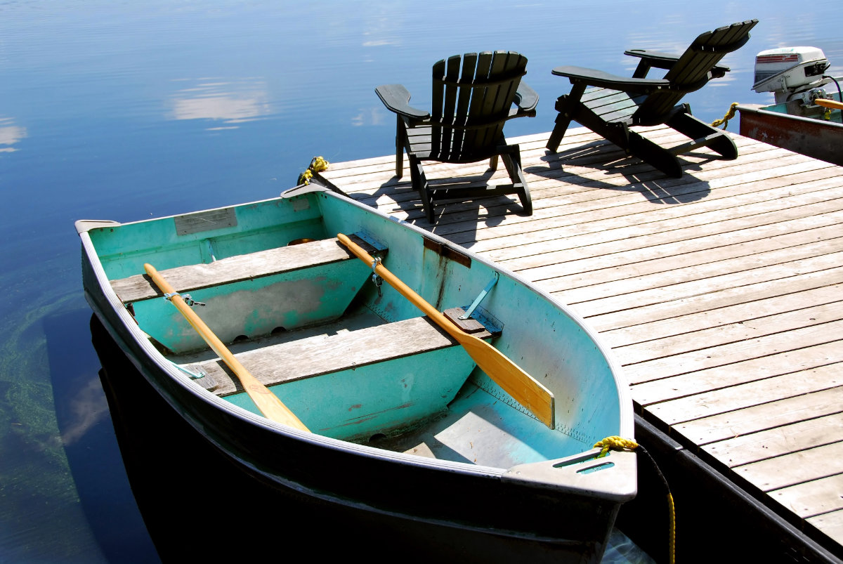 boat at a dock. 